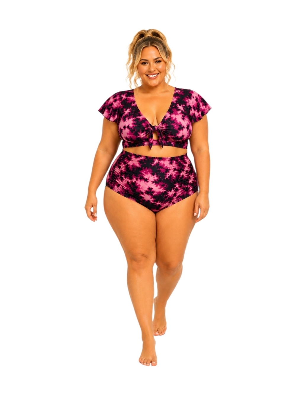 Torrid 3X Moon Tie Dye Cropped 2Piece  Swim Set  High Rise Ruched Briefs NWT